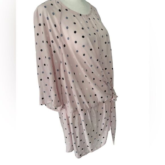 Lane Bryant light pink polka dot tie front tunic size 20 - Picture 7 of 9